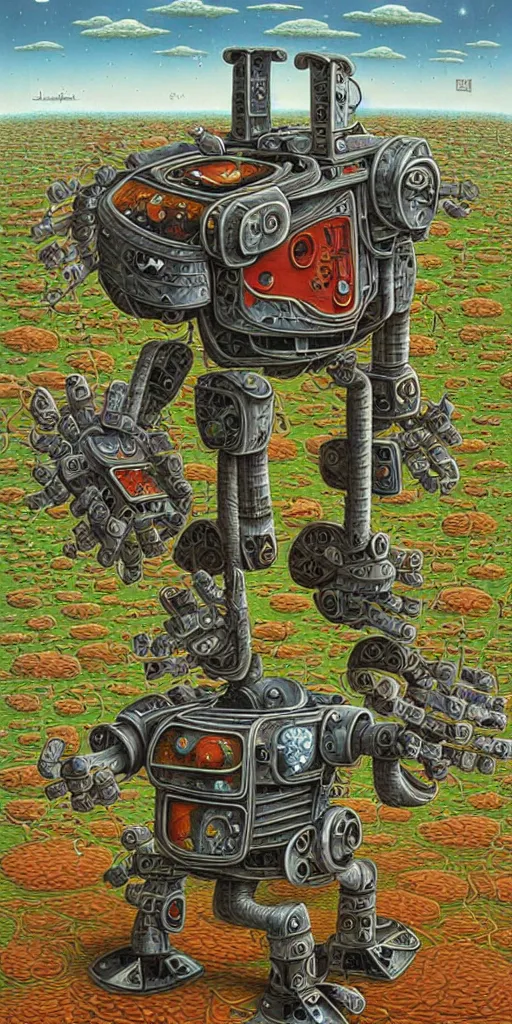 Prompt: wracked combat robot, style by jacek yerka