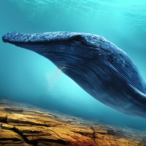 blue whale being eaten by a cyclops underwater blue, Stable Diffusion