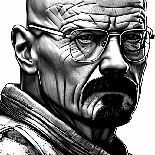 Image similar to Walter White in cybernetic battle armour, 4k digital art, highly detailed, concept art