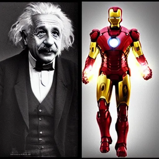 Image similar to Albert Einstein as Iron Man