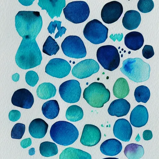 Prompt: highly intricate interlocking tiny aqua blue blobs, watercolor drawing