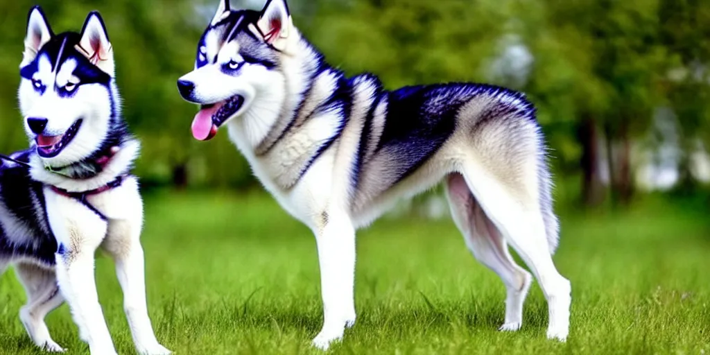 Prompt: Siberian Husky Mix Dogs, 4K quality Photorealismn