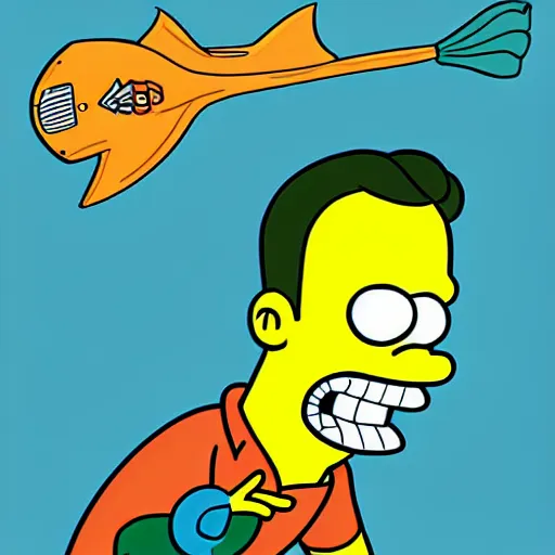 Image similar to aquaman as a simpson, by matt groening, digital art