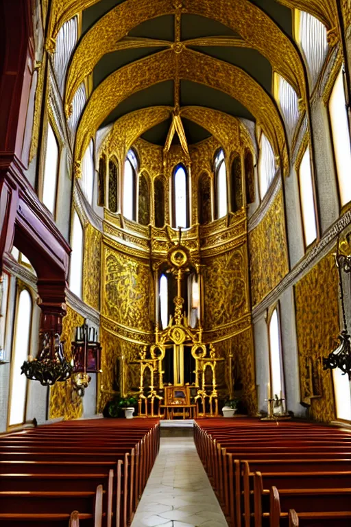 Image similar to photo inside a church, ornate, highly detailed