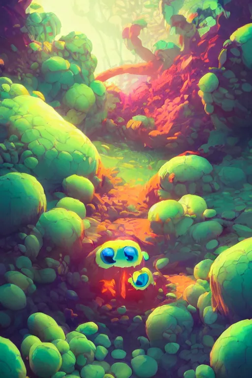 Image similar to smurf ghost creature animal sushi cristal very big eye roots cactus elemental flush of force nature micro world fluo fishscale, behance hd by jesper ejsing, by rhads, makoto shinkai and lois van baarle, ilya kuvshinov, rossdraws radiating a glowing aura global illumination ray tracing hdr