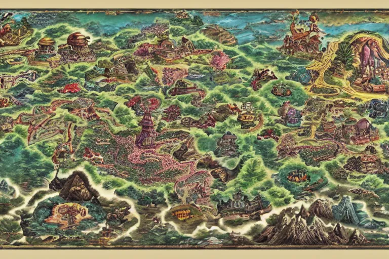 Image similar to Map of a heavenly realm highly detailed, full color