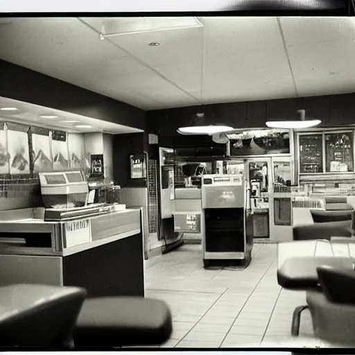 Image similar to 2009 photo taken on a Polaroid camera of the interior of a McDonald’s