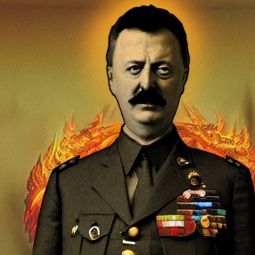 Image similar to igor ivanovich strelkov became an angry degraded satanic hellfire demonic abomination and calling for total mobilization, photo - realistic, color image, 2 k, highly detailed, bodyhorror, occult art