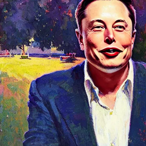 Prompt: elon musk, by colin campbell cooper