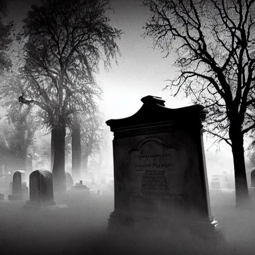 Image similar to haunted cemetery, tim burton, dark, spooky, high resolution