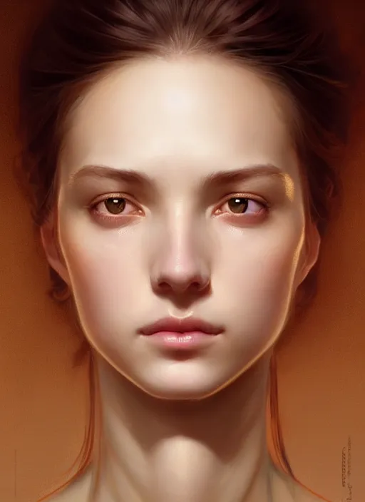 Image similar to symmetry!! portrait of young woman cursed with ever - increasing intelligence beauty and virtue, slice - of - life, realism, golden ratio facial proportions!! intricate, elegant, highly detailed, digital painting, artstation, concept art, smooth, sharp focus, illustration, art by artgerm and greg rutkowski and alphonse mucha