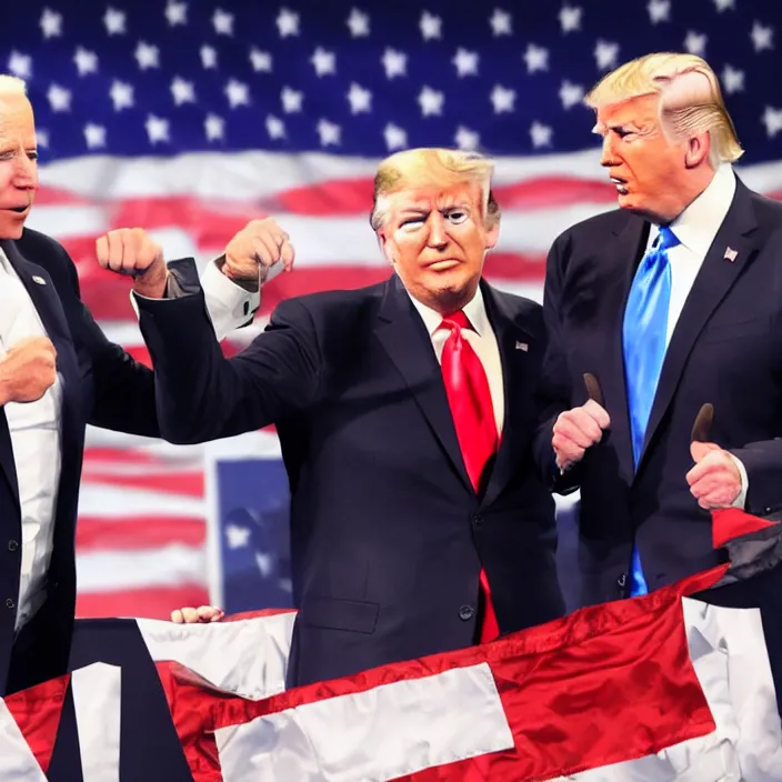 Image similar to joe biden and donald trump in a boxing match, detailed sharp photo