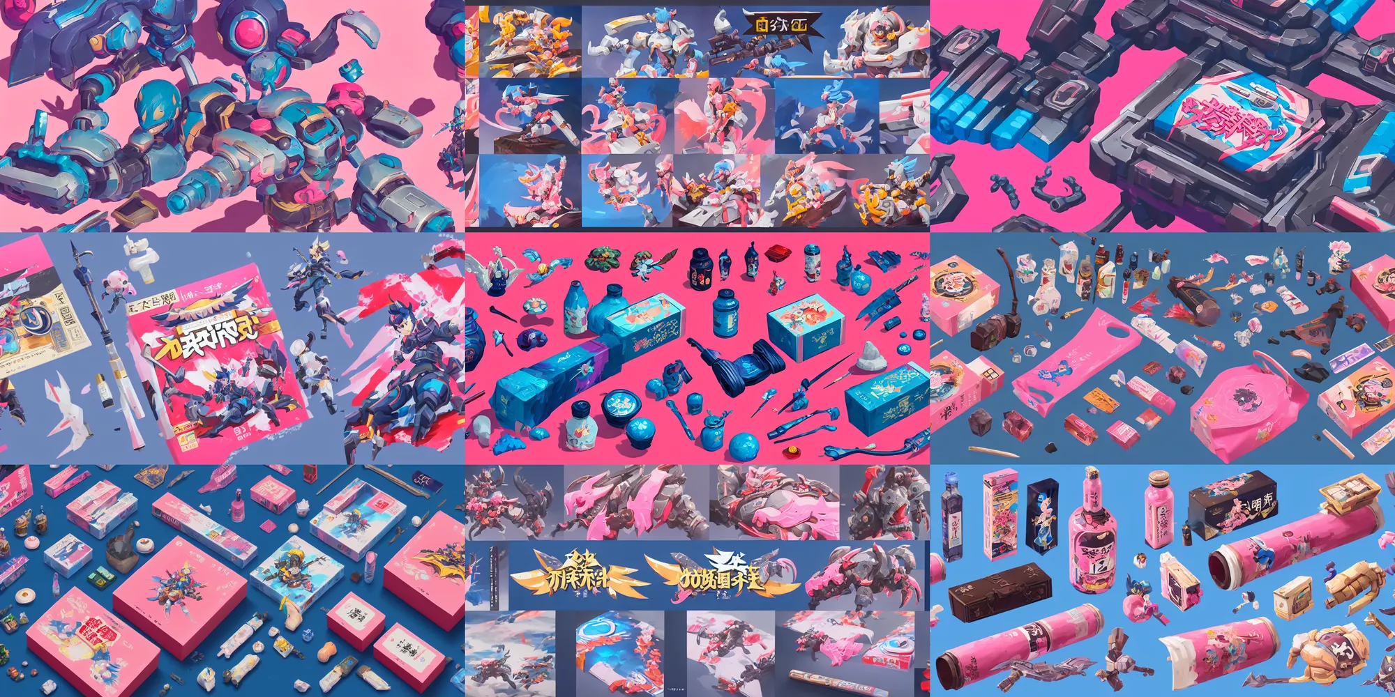 Prompt: game asset of close up japanese packaging and branding, in gouache detailed paintings, props, stylized, 2 d sprites, kitbash, arcane, overwatch, blue and pink color scheme, 8 k, close up