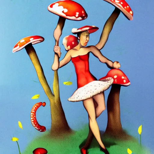 Prompt: mushroom burlesque theater