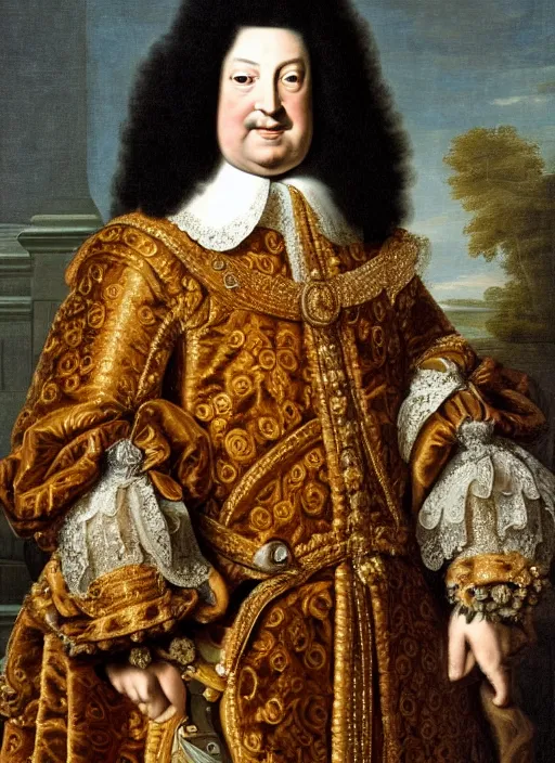 portrait of Louis xiv of France in coronation robes by, Stable Diffusion