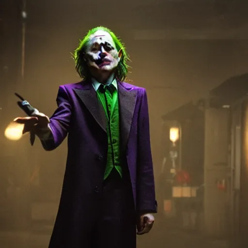 Image similar to stunning awe inspiring mike myers as the joker, movie still 8 k hdr atmospheric lighting