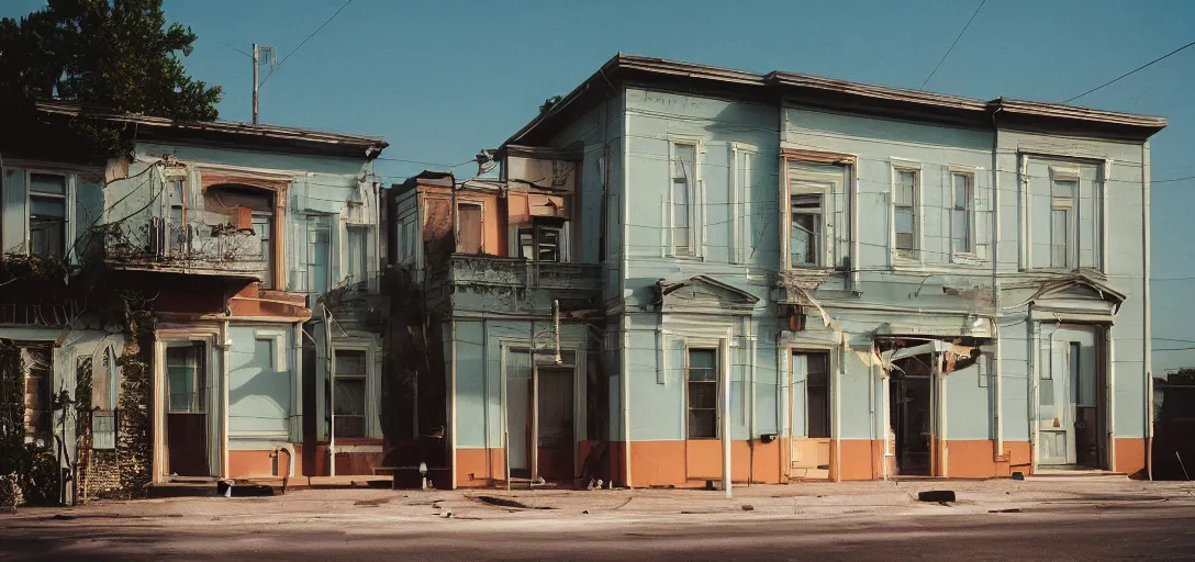 Image similar to residential house. accidentallywesanderson. fujinon premista 1 9 - 4 5 mm t 2. 9. portra 8 0 0.