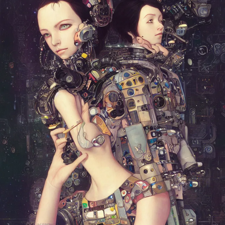 Image similar to portrait of beautiful young alien, cyberpunk, Warhammer, highly detailed, artstation, illustration, art by Gustav Klimt and Range Murata and Ilya Kuvshinov and Sakimichan