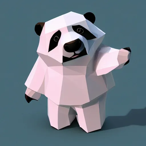 Prompt: low poly isometric panda