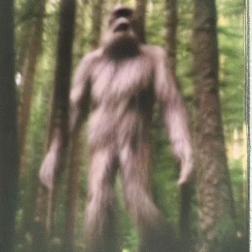 Prompt: blurry Polaroid of Bigfoot