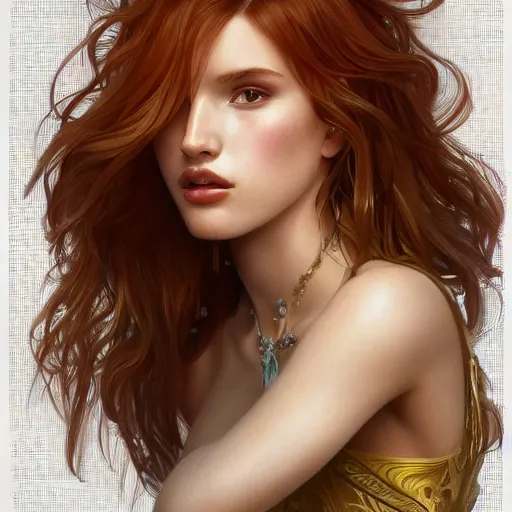 Image similar to ultra realistic illustration, bella thorne as french fries, intricate, elegant, highly detailed, digital painting, artstation, concept art, smooth, sharp focus, illustration, art by artgerm and greg rutkowski and alphonse mucha