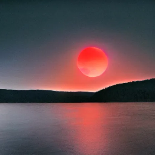 Image similar to red eclipse on a lake