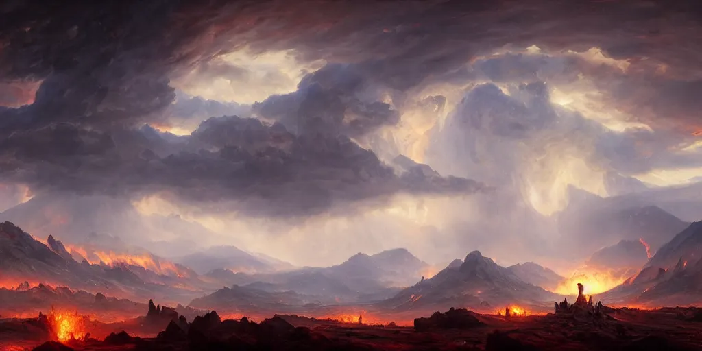 Prompt: fifth circle of hell, dante's inferno, landscape, cinematic, dramatic, very detailed, far horizon, by eugene delacroix, artstation, jessica rossier, octane render, vivid, stormy sky