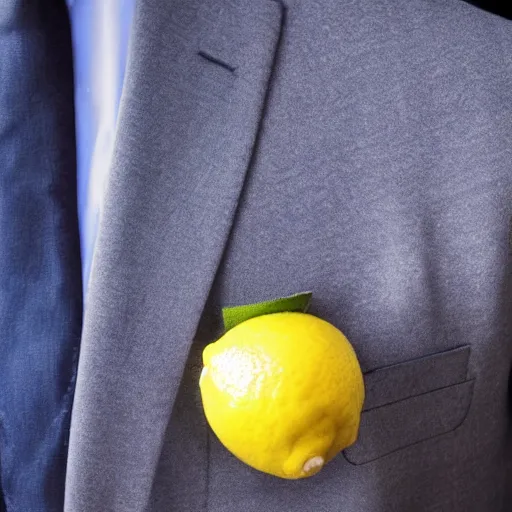 Image similar to a lemon wearing a suit