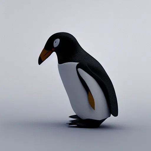 Prompt: a penguin sculpture made from clay, octane render, studio light, Ray tracing reflection