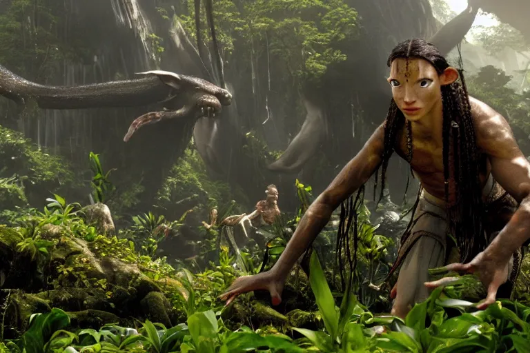 Prompt: A cinematic film still of the movie Avatar by James Cameron.