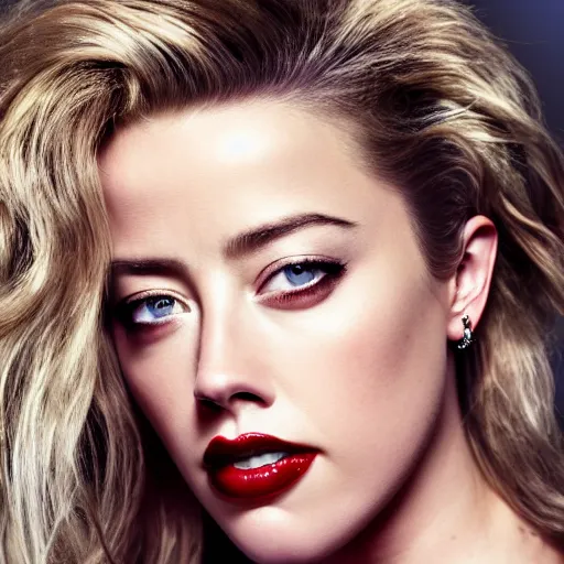 Image similar to portrait of amber heard hybrid by mario testino, headshot, detailed, award winning, sony a 7 r