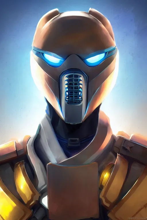 Image similar to epic mask helmet robot ninja portrait stylized as fornite style game design fanart by concept artist gervasio canda, behance hd by jesper ejsing, by rhads, makoto shinkai and lois van baarle, ilya kuvshinov, rossdraws global illumination radiating a glowing aura global illumination ray tracing hdr render in unreal engine 5