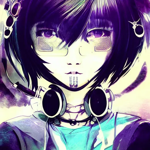 Image similar to Frequency indie album cover, luxury advertisement, indigo filter, blue and black colors. highly detailed post-cyberpunk sci-fi close-up schoolgirl in asian city in style of cytus and deemo, mysterious vibes, by Ilya Kuvshinov, by Greg Tocchini, nier:automata, set in half-life 2, beautiful with eerie vibes, very inspirational, very stylish, with gradients, surrealistic, dystopia, postapocalyptic vibes, depth of field, mist, rich cinematic atmosphere, perfect digital art, mystical journey in strange world, beautiful dramatic dark moody tones and studio lighting, shadows, bastion game, arthouse