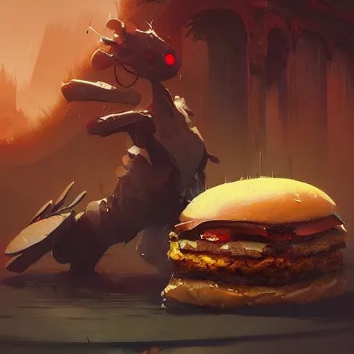 Image similar to 🍔, digital Art, artstation, Greg rutkowski, Trending artstation,