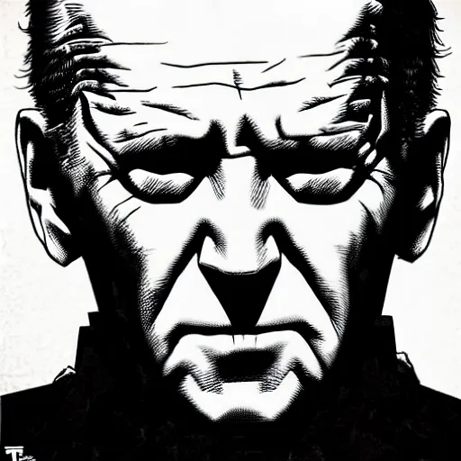 Image similar to Joe Biden looking sinister, by Tsutomu Nihei, highly detailed