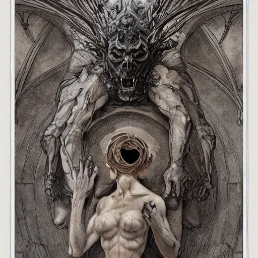 Image similar to disasterpiece gothic church gargoyle, watercolor, surreal Ptolemaic endevaour, by Edgar Maxence and Ross Tran and Michael Whelan and Da Vinci, intricate line drawings, 4k resolution