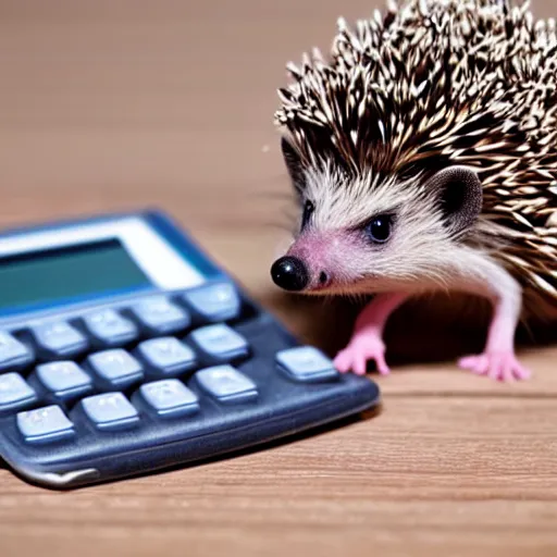 Image similar to a hedgehog using a calculator