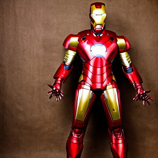 Prompt: medieval iron man suit. studio photography