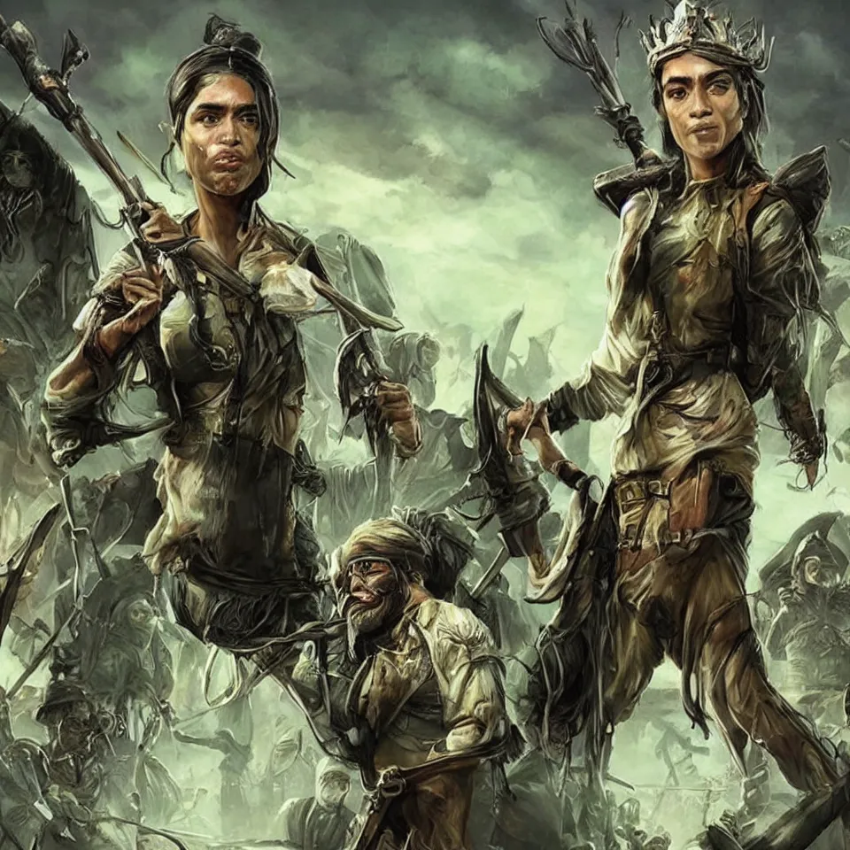 Prompt: Alexandria Ocasio-Cortez as post-apocalyptic warlord ruler of the Green New Deal future, photorealistic