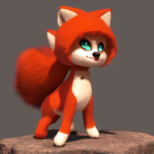 Prompt: cute fumo plush of a foxgirl adventurer, three point lighting, dramatic, vray