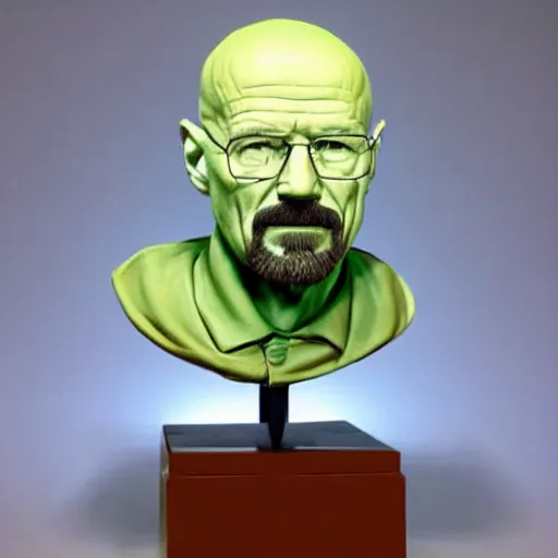 Image similar to a clay sculpture bust of walter white, photograph, studio lighting, award winning sculpture
