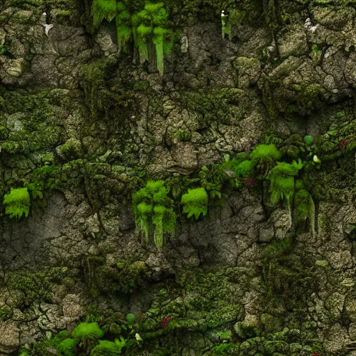 Image similar to seamless cliff face texture with moss and vines, material, pbr, 4 k, texture