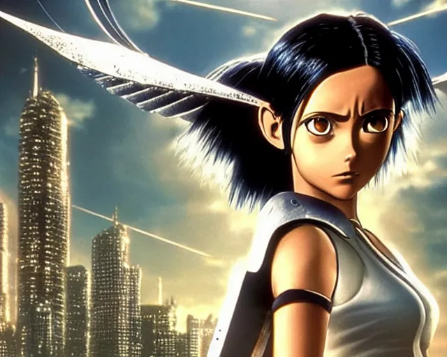 Prompt: a beautiful film still from the battle angel alita sequel, futuristic, cinematic lighting, highly detailed, photorealistic, high resolution