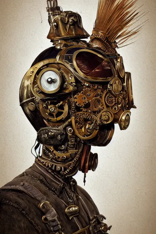 Image similar to steampunk helmet fantasy art mask robot ninja stylized digital illustration sharp focus, elegant intricate digital painting artstation concept art global illumination ray tracing advanced technology chaykin howard and campionpascale and cooke darwyn and davis jack