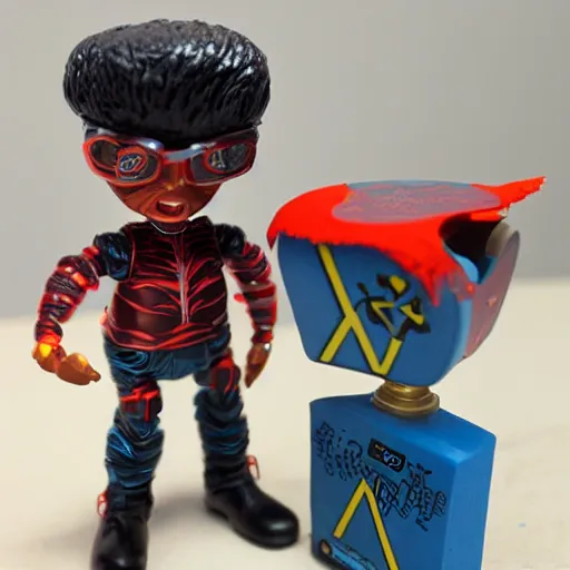 Image similar to quantum mechanics, stop motion vinyl action figure, plastic, toy, butcher billy style