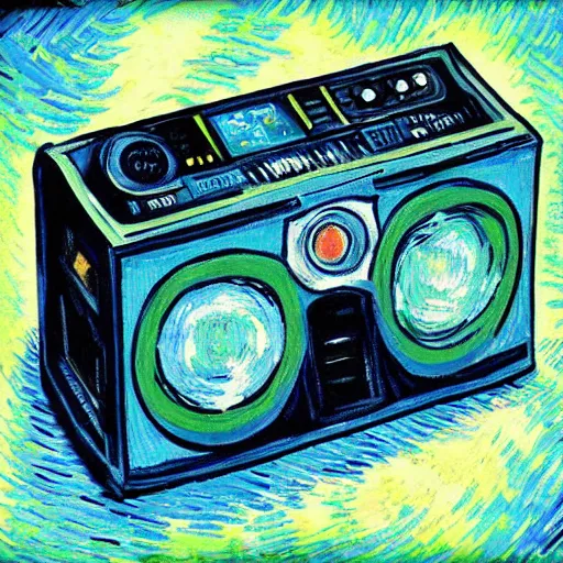 Image similar to a boom box by vincent van gogh, digital art, trending on artstation