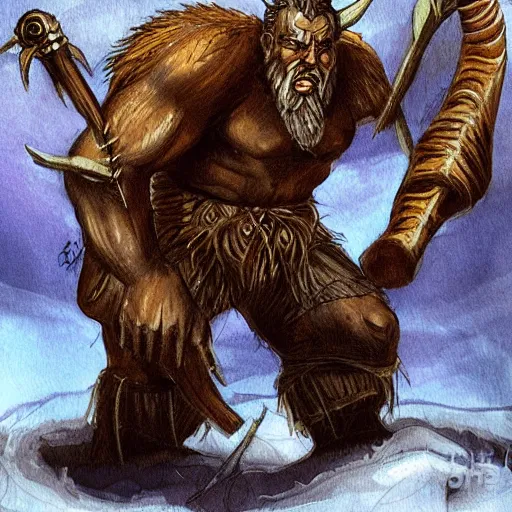 Image similar to north mythology concept art painting of ymir the ancestor of all giants