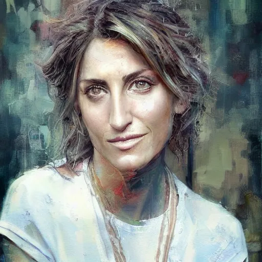 Image similar to jamie lynn spears and lisa edelstein morphed together, hybrid, jeremy mann painting