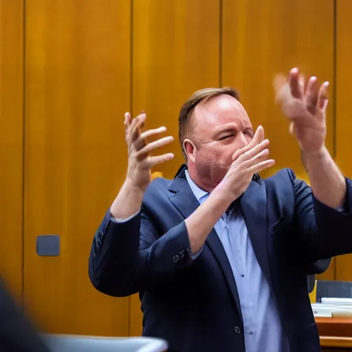 Image similar to Alex Jones desperately reaching for his out of reach phone in the courtroom, [EOS 5DS R, ISO100, f/8, 1/125, 84mm, RAW, sharpen, unblur]