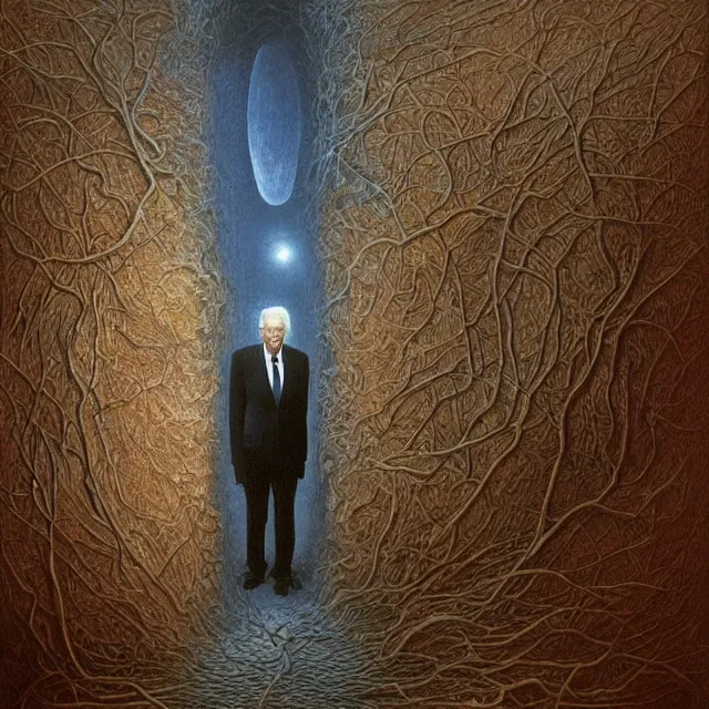 Prompt: an oil on canvas portrait painting of joe biden at the white house, surrealism, surrealist, cosmic horror, rob gonsalves, beksinski, high detail